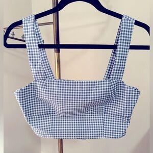 Light blue and white Lulu’s crop top